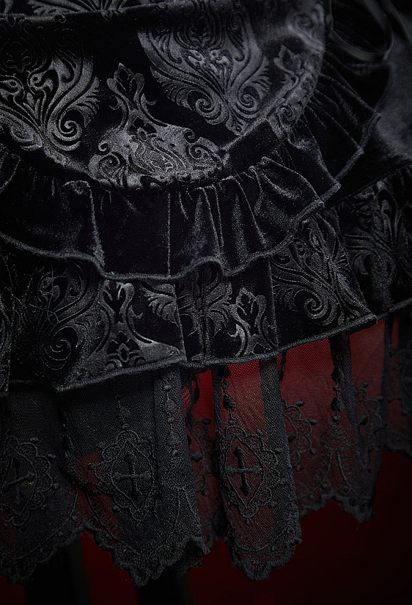 Nocturne in Black Gothic Black Winter Velvet Suit Coffin Design Dress with Short Jacket Nocturne in Black Gothic Black Winter Velvet Suit Coffin Design Dress with Short Jacket