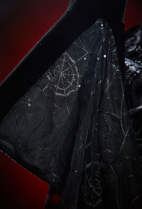 Nocturne in Black Gothic Black Winter Velvet Suit Coffin Design Dress with Short Jacket Nocturne in Black Gothic Black Winter Velvet Suit Coffin Design Dress with Short Jacket
