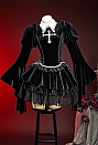 Nocturne in Black Gothic Black Velvet Petal Corset Skirt Set Flared-sleeve Corset and Layered Skirt