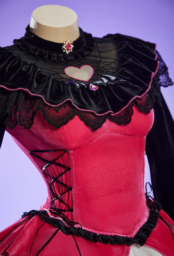 Haunted Night Gothic Corset Skirt Set Long Sleeves Top and Fluffy Skirt