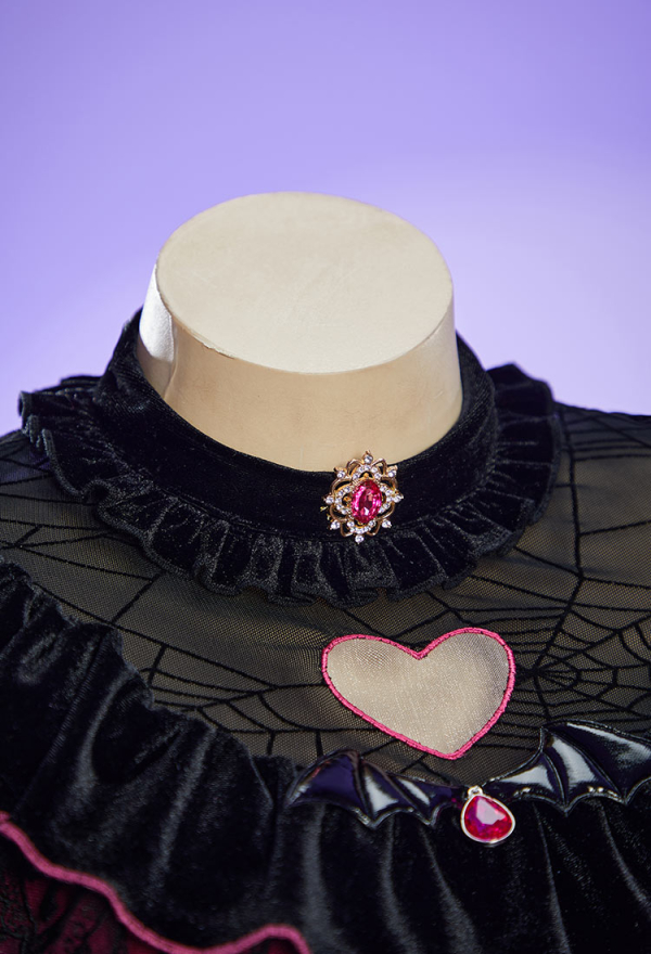 Haunted Night Gothic Corset Skirt Set Long Sleeves Top and Fluffy Skirt