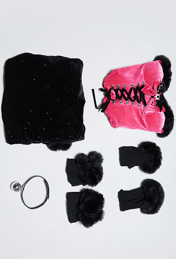 Silent Night Christmas Gothic Plush Suit Winter Velvet Bodysuit with Hooded Cloak and Gloves Silent Night Christmas Gothic Plush Suit Winter Velvet Bodysuit with Hooded Cloak and Gloves