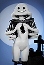 Sweet Nightmare Halloween Black and White Striped Plush Cape Reversible Hooded Cape with Collar
