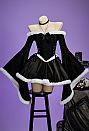 Christmas Gothic Plush Dress Winter Velvet Off-the-Shoulder Dress with Choker and Necklace
