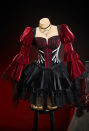Bone To Be Wild Gothic Black and Red Velvet Corset Skirt Set Bell-Sleeve Corset and Layered Skirt with Choker
