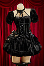 Bloodshade Soirée Gothic Black Velvet Dress Dark Style Layered Halter Dress with Gloves