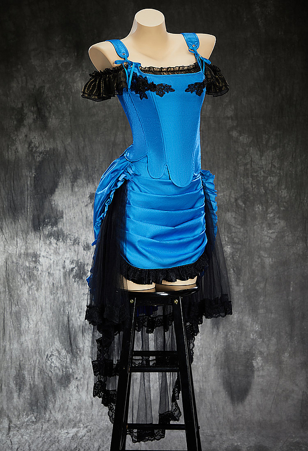 Take A Bite Halloween Gothic Vampire Corset Skirt Set Vintage Teal Blue Corset Top and Skirt with Mesh Train Take A Bite Halloween Gothic Vampire Corset Skirt Set Vintage Teal Blue Corset Top and Skirt with Mesh Train