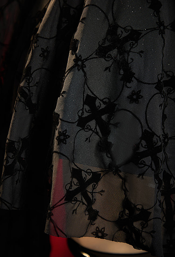 Bloodshade Soirée Gothic Cross Motif Dress Set Flared-Sleeve Halter Dress with Waistband Bloodshade Soirée Gothic Cross Motif Dress Set Flared-Sleeve Halter Dress with Waistband