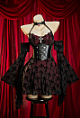 Bloodshade Soirée Gothic Cross Motif Dress Set Flared-Sleeve Halter Dress with Waistband