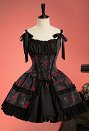 Gothic Rose Spiderweb Pattern Corset Skirt Set Vintage Off-the-Shoulder Corset and Layered Skirt with Straps