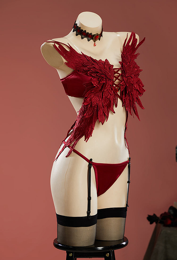 Fallen Angel Halloween Sexy Suit Wings-shaped Top and Panties with Sleeves and Garter Stockings Fallen Angel Halloween Sexy Suit Wings-shaped Top and Panties with Sleeves and Garter Stockings