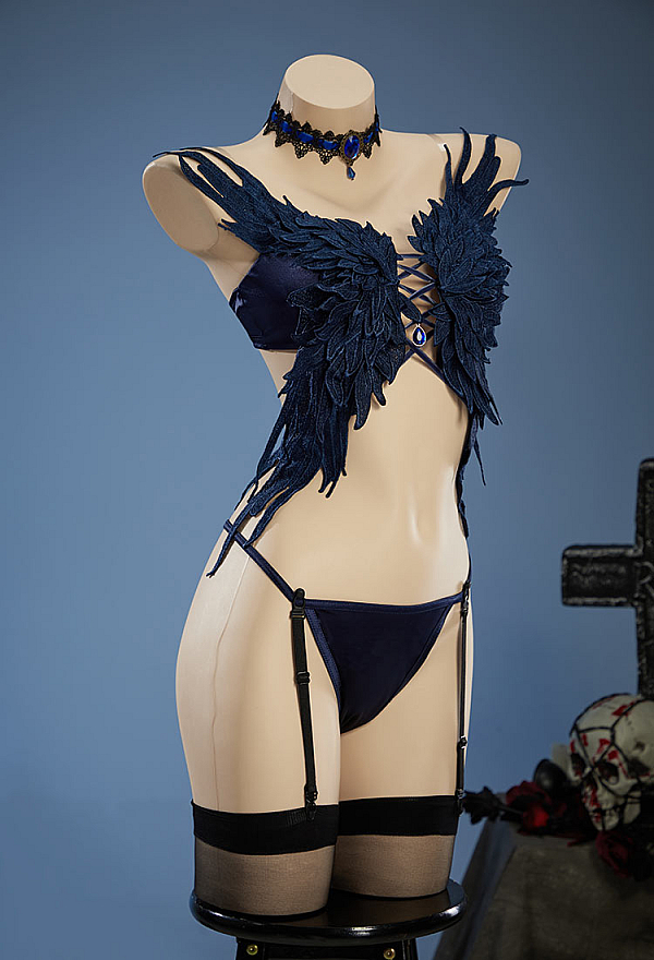 Fallen Angel Halloween Sexy Suit Wings-shaped Top and Panties with Sleeves and Garter Stockings Fallen Angel Halloween Sexy Suit Wings-shaped Top and Panties with Sleeves and Garter Stockings