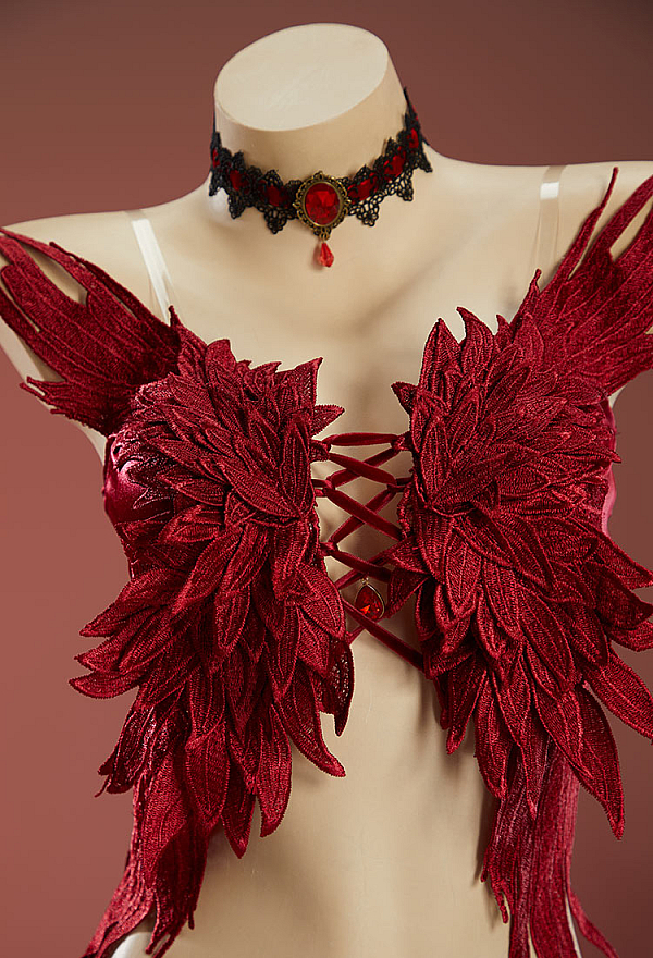 Fallen Angel Halloween Sexy Suit Wings-shaped Top and Panties with Sleeves and Garter Stockings Fallen Angel Halloween Sexy Suit Wings-shaped Top and Panties with Sleeves and Garter Stockings