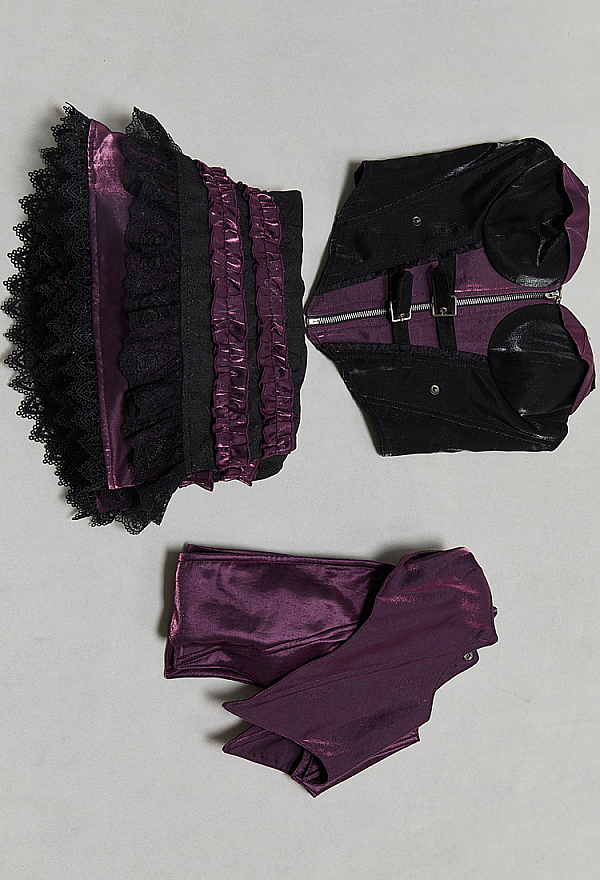 Gothic Bat Design Corset Skirt Set Cami Corset and Layered Skirt with Bat Wings Gothic Bat Design Corset Skirt Set Cami Corset and Layered Skirt with Bat Wings