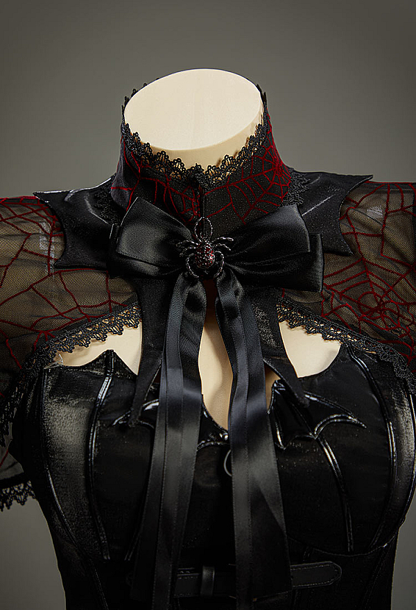 Haunted Night Gothic Spiderweb Bolero Jacket Dark Style Irregular Flared-Sleeve Cropped Shrug
