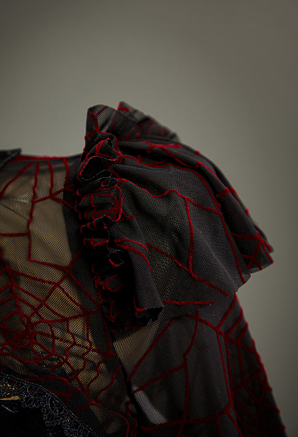 Haunted Night Gothic Spiderweb Bolero Jacket Dark Style Irregular Flared-Sleeve Cropped Shrug
