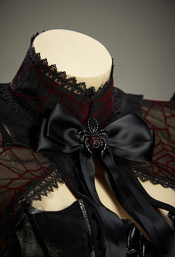 Haunted Night Gothic Spiderweb Bolero Jacket Dark Style Irregular Flared-Sleeve Cropped Shrug