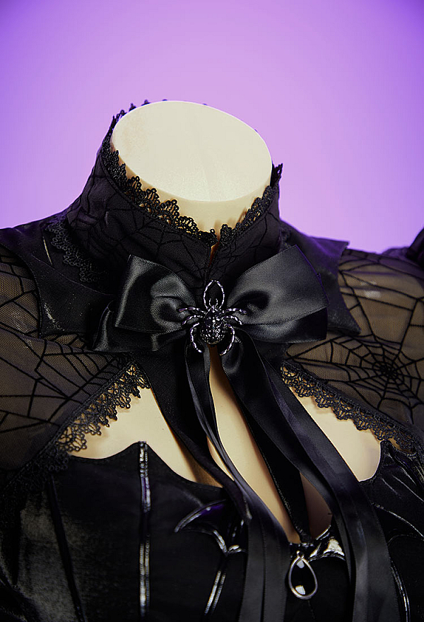 Haunted Night Gothic Spiderweb Bolero Jacket Dark Style Irregular Flared-Sleeve Cropped Shrug