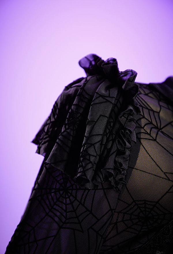 Haunted Night Gothic Spiderweb Bolero Jacket Dark Style Irregular Flared-Sleeve Cropped Shrug