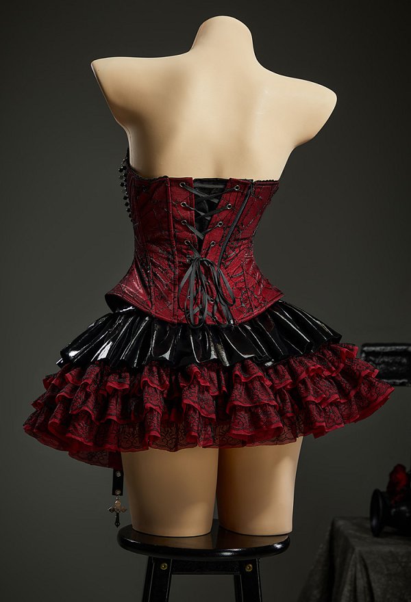Gothic Spiderweb Strapless Corset Top Vintage Lacing Overbust Corset Waist Cincher with Brooch Gothic Spiderweb Strapless Corset Top Vintage Lacing Overbust Corset Waist Cincher with Brooch