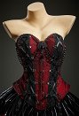 Gothic Spiderweb Strapless Corset Top Vintage Lacing Overbust Corset Waist Cincher with Brooch