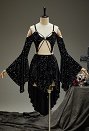 Gothic Black Star Velvet Dress Halter Cutout Irregular Dress