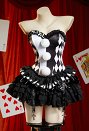 Moonlit Jester Gothic Jester Style Strapless Corset Top Color-Blocked Diamond Pattern Overbust Corset