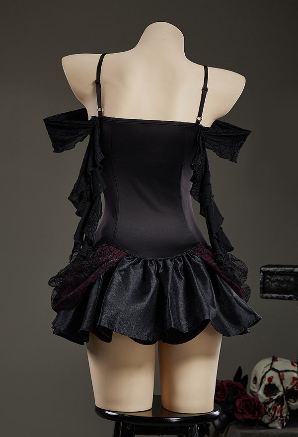 Gothic Spiderweb Dress Victorian Vampire Off-shoulder Cami Dress