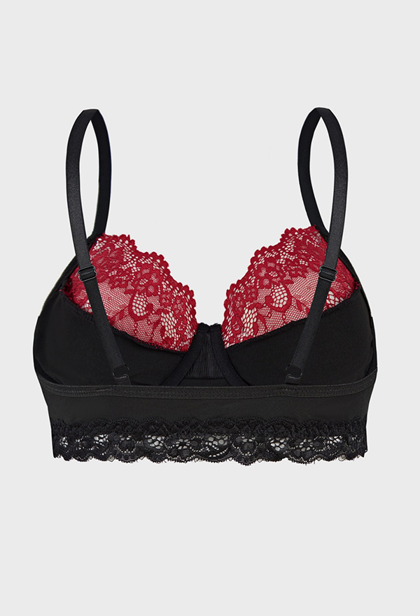 Gothic Black Red Lace Patchwork Bra Dark Style Skull Print Underwire Bra