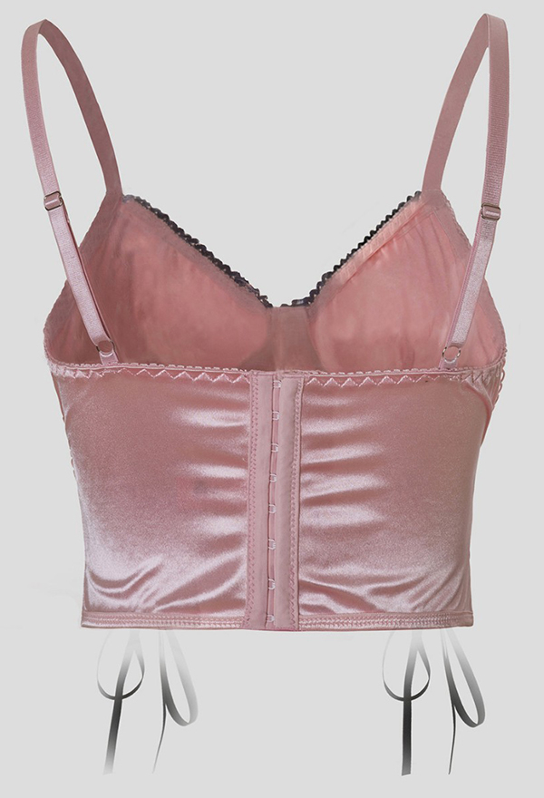 Gothic Pink Camisole Sweet-Edgy Style Strappy Cross Pattern Tank Top