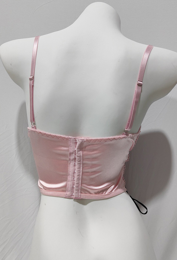 Gothic Pink Camisole Sweet-Edgy Style Strappy Cross Pattern Tank Top