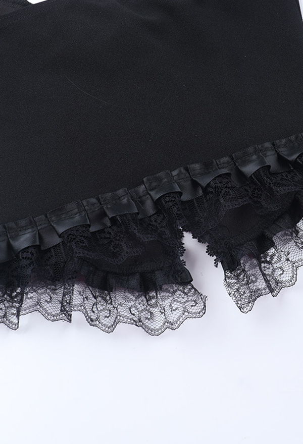 Gothic Black Halter Vest Dark Style Lace Vest