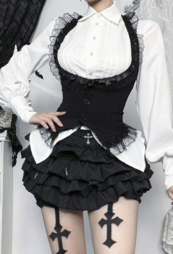 Gothic Black Halter Vest Dark Style Lace Vest