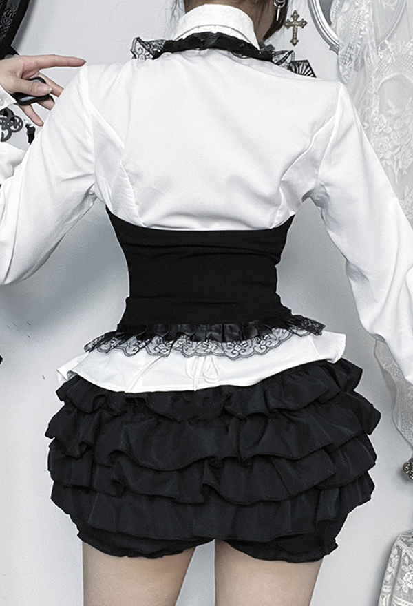 Gothic Black Halter Vest Dark Style Lace Vest