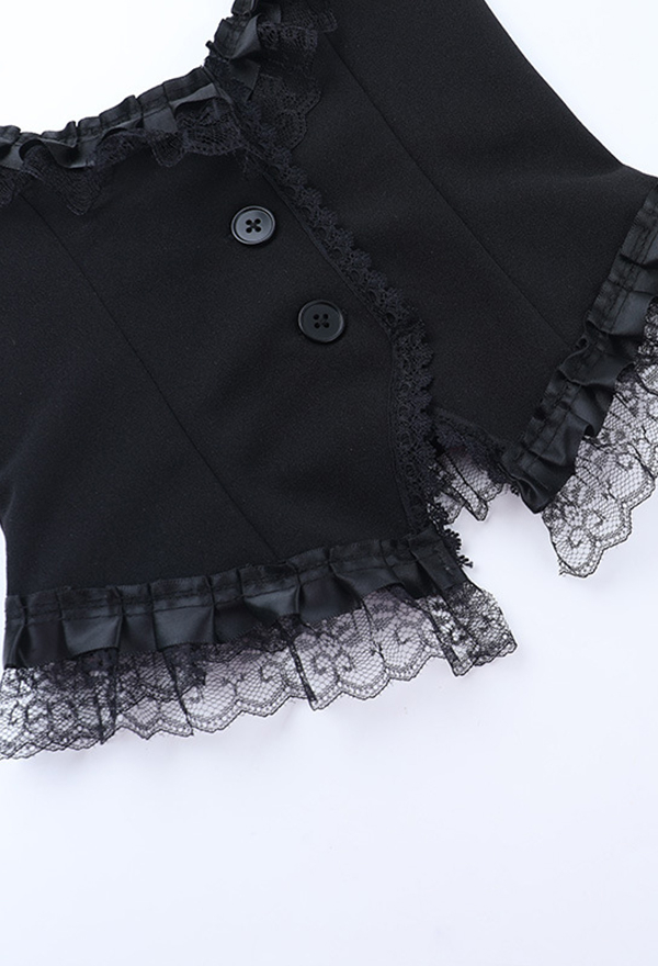 Gothic Black Halter Vest Dark Style Lace Vest