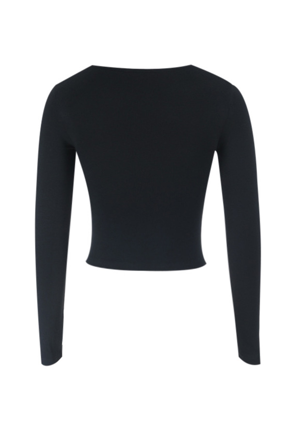 Gothic Black Openwork Cross Design Top Dark Style Long Sleeved Top