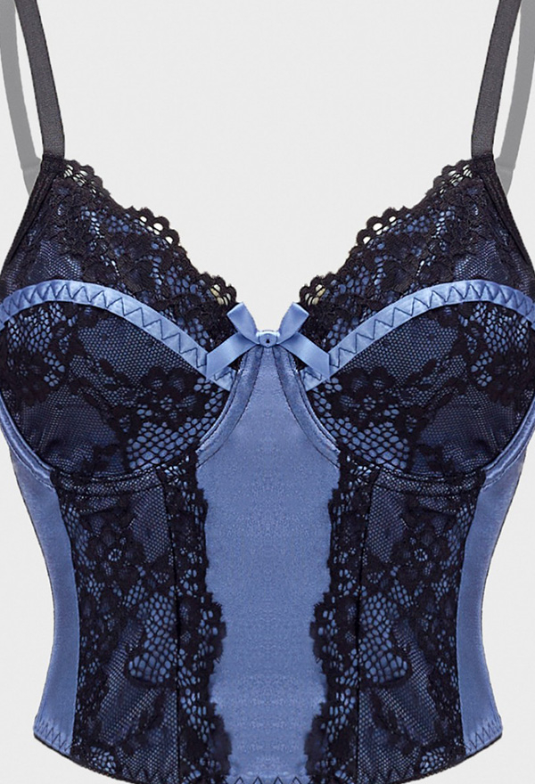 Gothic Blue Lace-Paneled Camisole Dark Style Backless Tank Top
