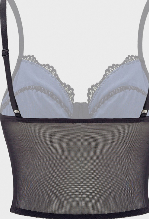 Gothic Blue Lace-Paneled Camisole Dark Style Backless Tank Top