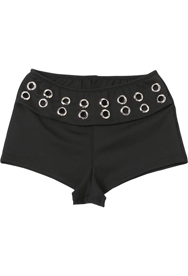 Gothic Black Eyelet Decor Set Dark Style Halter Sleeveless Top and Shorts