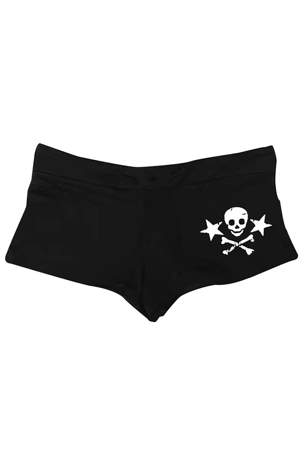 Gothic Black Skull Print Set Dark Style Camisole and Shorts Gothic Black Skull Print Set Dark Style Camisole and Shorts
