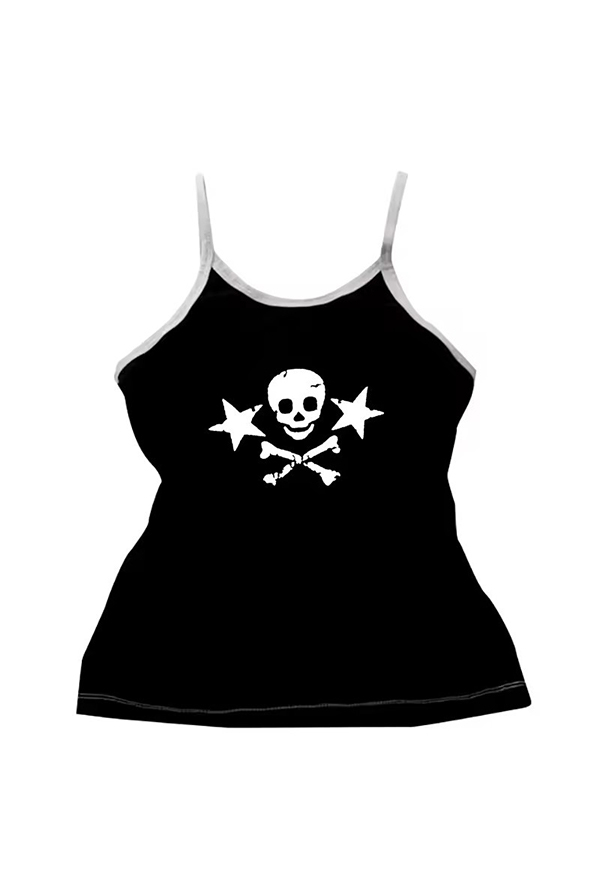 Gothic Black Skull Print Set Dark Style Camisole and Shorts Gothic Black Skull Print Set Dark Style Camisole and Shorts
