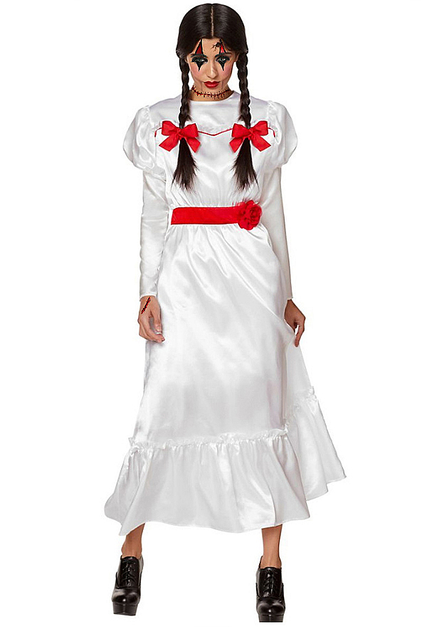 Halloween Horror Doll Dress Dark Style Gigot Sleeve Long Dress with Belt
