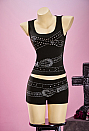 Gothic Black Rhinestone-Embellished Crop Tank Top Dark Street Style Tank Top Sleeveless Top