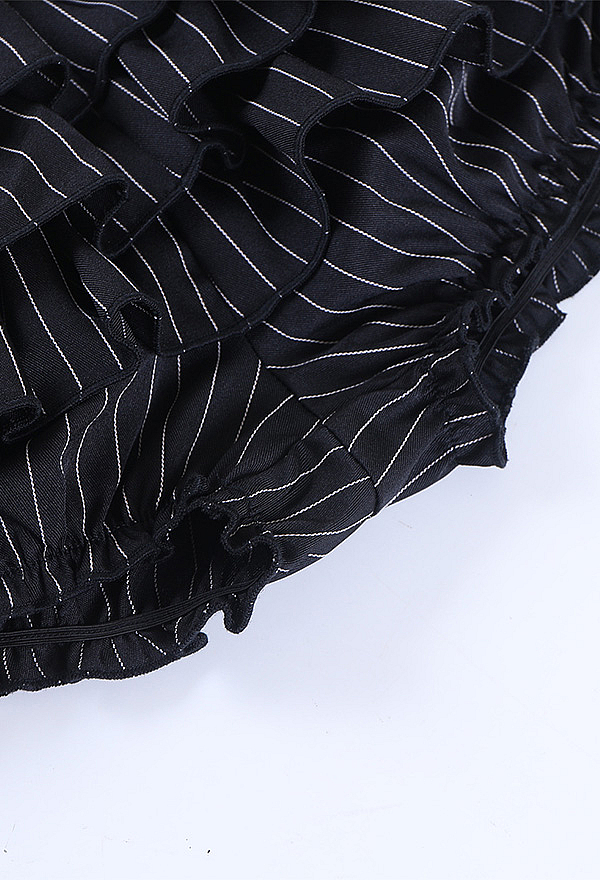 Halloween Gothic Striped Tiered Culottes Dark Style Layered Culottes