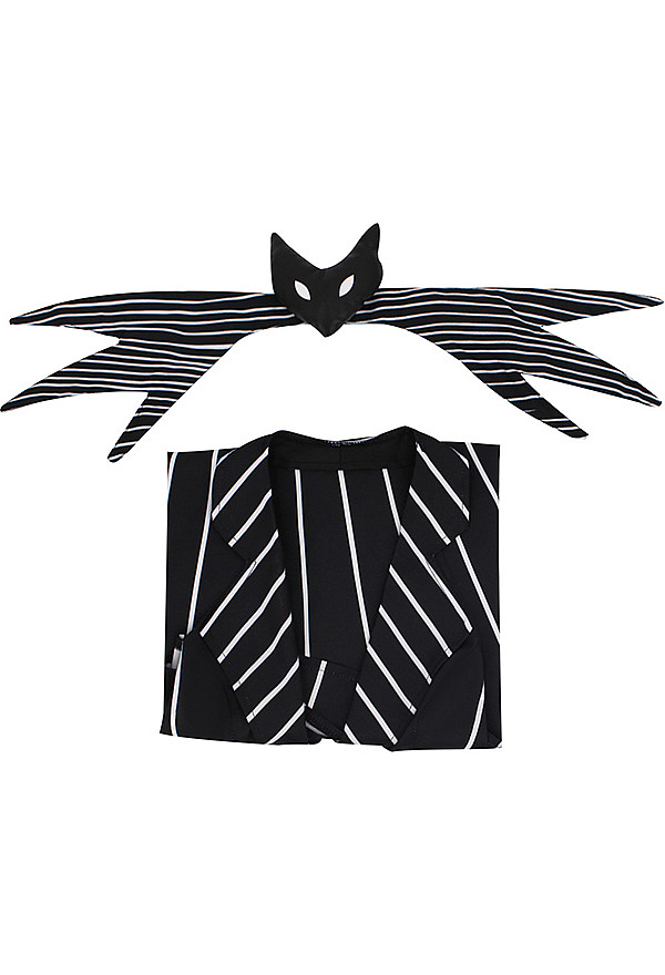Sweet Nightmare Jack Skellington Style Gothic Costume Black White Striped Dress with Tie Sweet Nightmare Jack Skellington Style Gothic Costume Black White Striped Dress with Tie