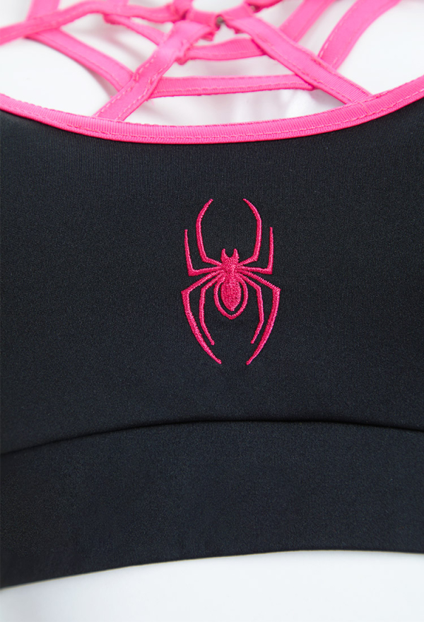 Dark Spider Yoga Wear Print Stretchy Sportswear Top and Leggings with Jacket and Hairband