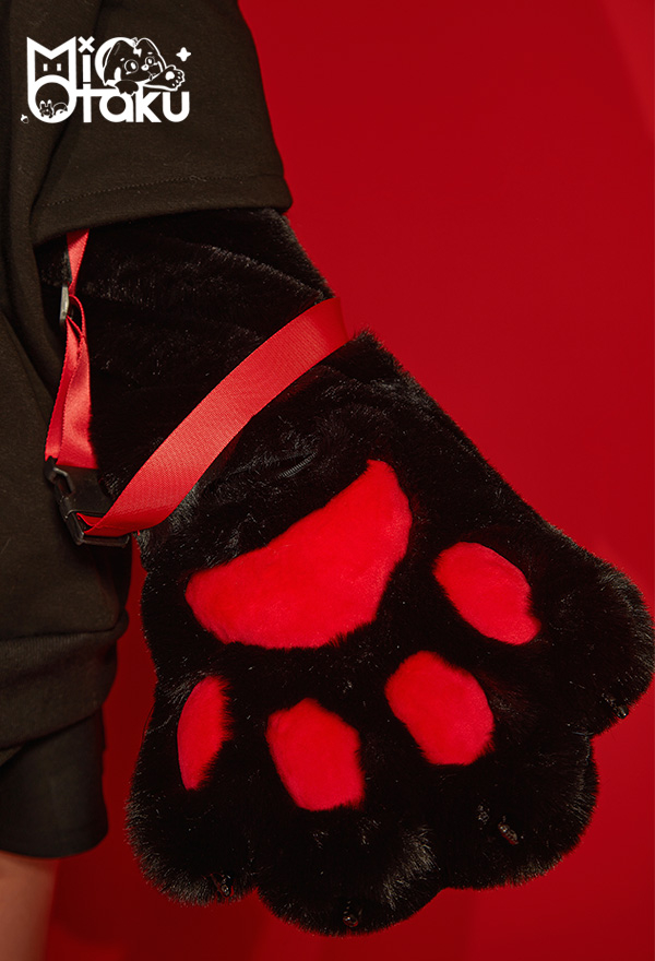 Emily the Strange Black Red Graphic Halloween Costume Bad Kitten Club Cat Pullover Hoodie with Paw Gloves