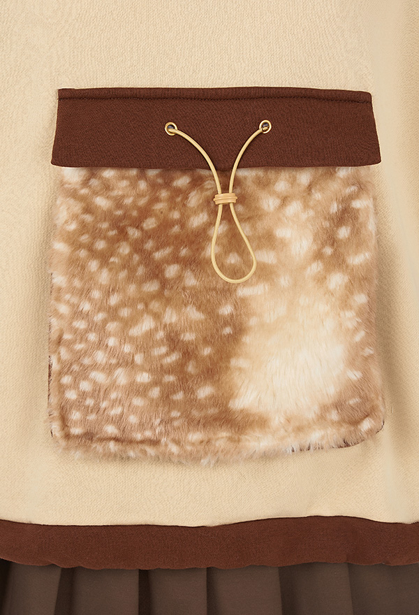 Women Christmas Cute Brown Reindeer Design Hoodie with Detachable Furry Paw Bag and Scarf