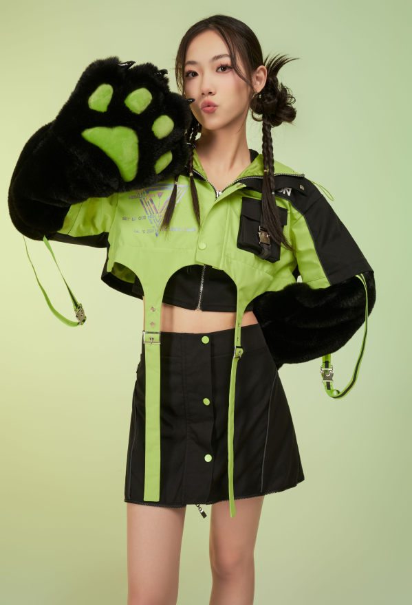 Cyberpunk Detachable Hooded Jacket Furry Cat Paw Coat Cyberpunk Detachable Hooded Jacket Furry Cat Paw Coat