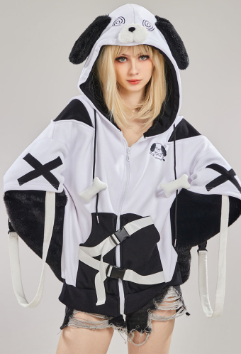 Dog Paw Hoodie Black And White Dog Paw Design Outfit